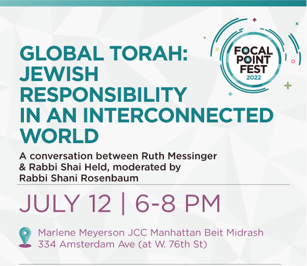 ruth_messinger's tweet photo. Join me @HeldShai and Rabbi Shani Rosenbaum on July 12 at @OLAMtogether's Focal Point Fest 2022 for a deeply meaningful conversation about our Jewish global human rights responsibility. https://t.co/WmyvL2Naz8
