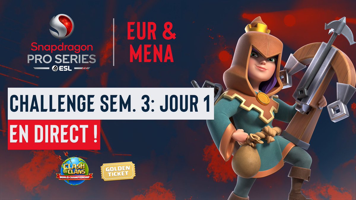 ClashofClansFce's tweet image. La troisième semaine de l'@ESLMobile est de retour aujourd’hui ! 🔥 #SnapdragonProSeries

Tribe Gaming dominera-t-il le match ? Découvrez-le en direct !

📺 twitch.tv/pioupioulover 🔴
🎙️ @PiouPiouLover &amp;amp; @leo9253coc