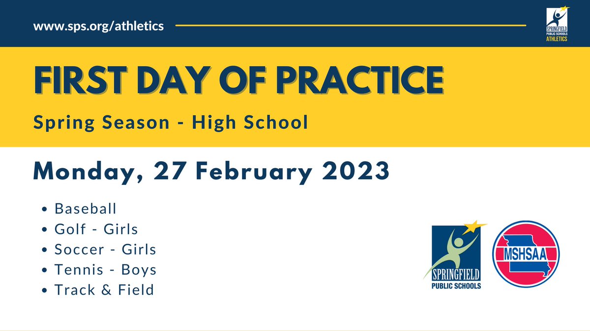 AthleticsAtSPS's tweet photo. #HighSchool Practices for the Spring start the last Monday in February! Make sure you have everything ready, in order to have an awesome #FirstDay!
No Contact Week: February 20 - February 26 https://t.co/QToV704zlZ