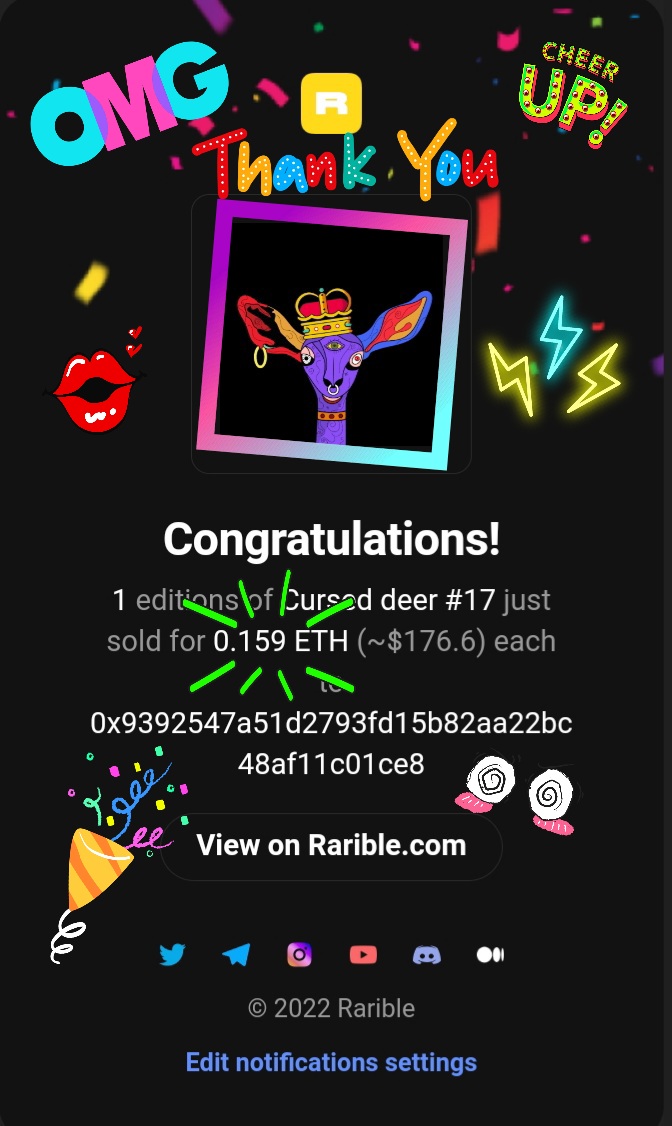 CursedDeer's tweet photo. Awwwwww Omg Thank you very much. I'm very, very happy.  🙏☺️😍😳😳
Queen crown Just 33/33 🦌👑 
Cursed Deer #17 ❤️😍 🔥
Price 0.159 🔥🥳
https://t.co/8vNv0psbsx
#NFTGiveaway #Nfts #nft #NFTdrop #nftart #NFTProject #OpenSeaNFT

#NFTCommunity https://t.co/ntE5xNYA63
