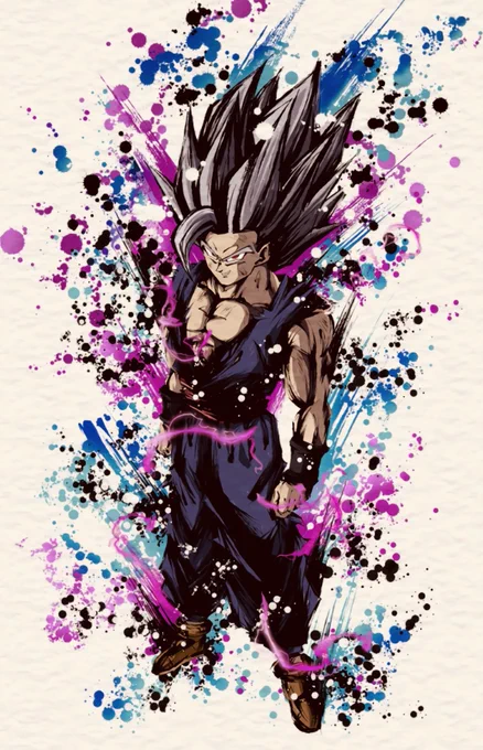 覚醒
#孫悟飯ビースト 
 #ドラゴンボール超スーパーヒーロー 
#墨絵  #イラスト 