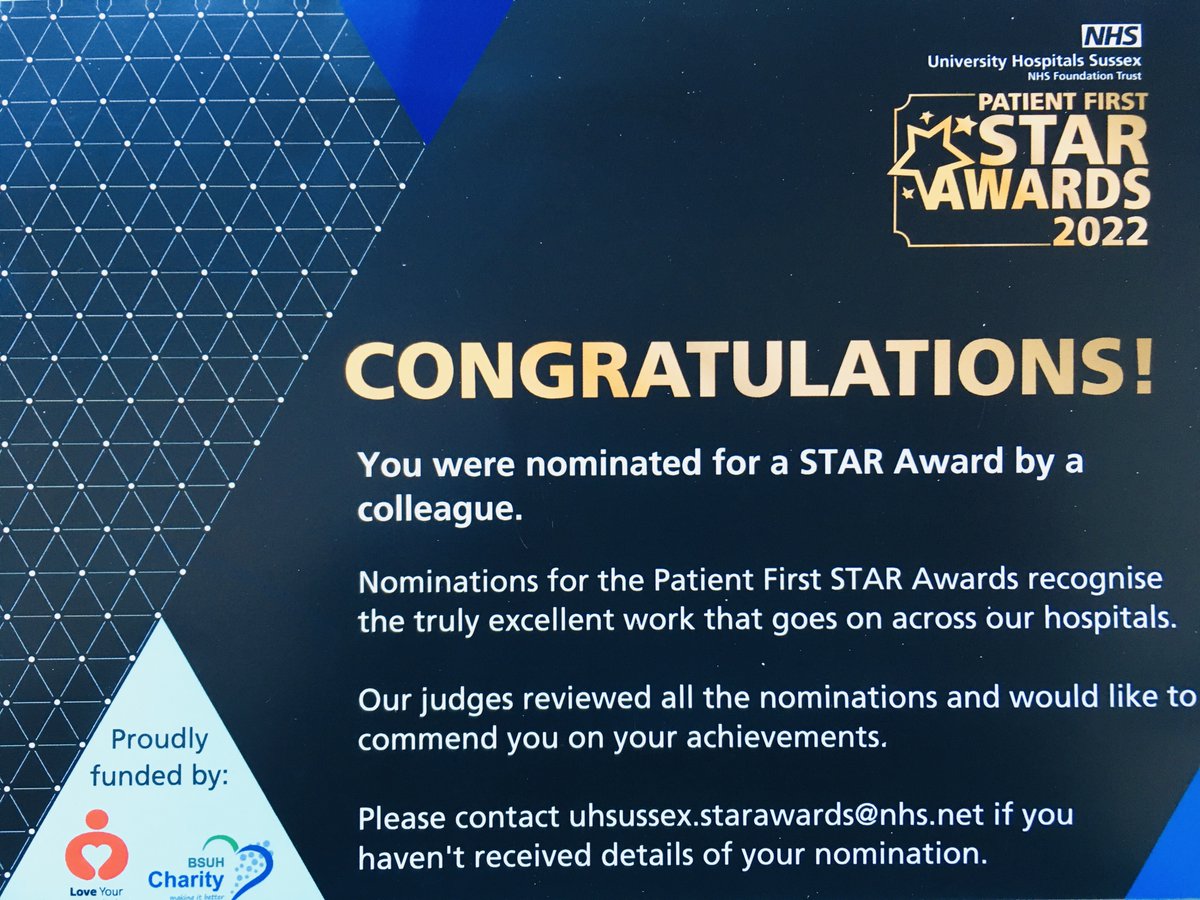 Thank you @drlhodgson for nominating our Research Champions for a STAR award. It is really rewarding for our group to be recognised in this way. The volunteers give up their time to help promote research @UHS @NIHRtakepart