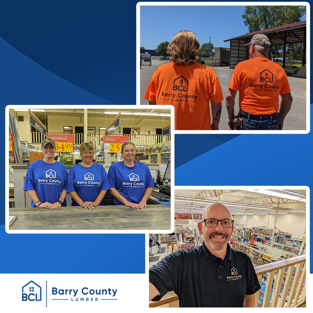 BCLumber's tweet image. New logo means new shirts! Our amazing team is all smiles. Stop by today and say hi!