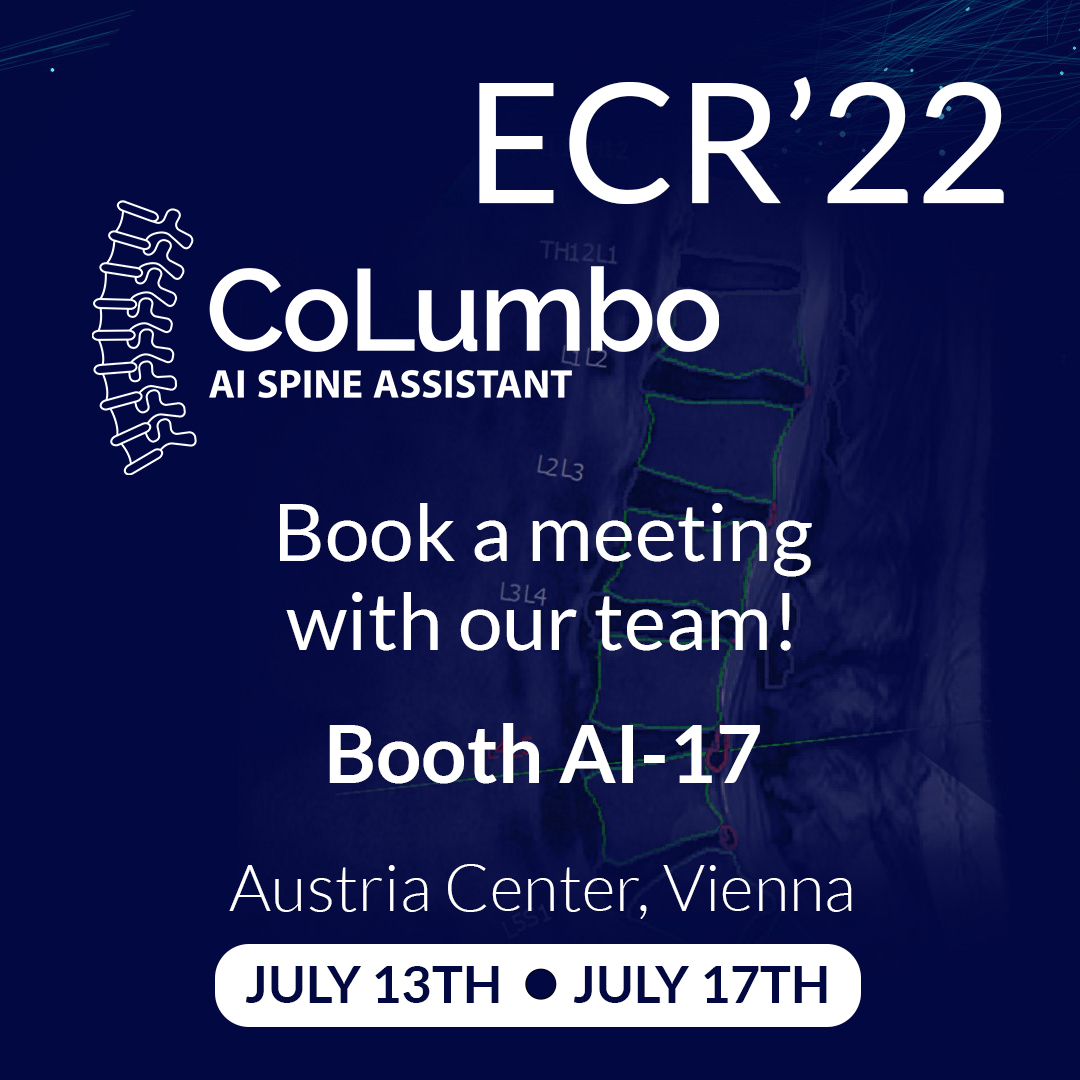 We are thrilled to share that CoLumbo will be in Vienna next month, exhibiting on the ECR’22. You can meet us at booth AI-17 from July 13th to the 17th at the Austria Center in Vienna. 
Book a meeting with us via the link below: 
lnkd.in/eba7qaQU
