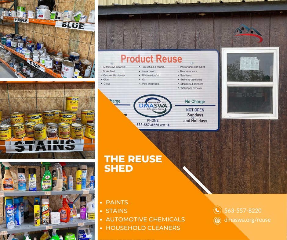 Did you know that the Reuse Shed, located behind the RCC building at the Landfill, has paints, stains, cleaning products and automotive products available at no cost? Simply stop out Wednesday-Saturday during normal business hours (7:30am-3:30pm). #Reuse