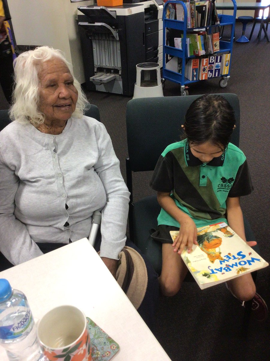 CassiaPrimary's tweet photo. NAIDOC celebrations day 3 saw us welcome some of our Elders into our school to share their stories with our students and be interviewed and read to. Students also cooked up a martini tri (damper) feast with the ladies from Njamal Corporation. https://t.co/UjVQMujyM7
