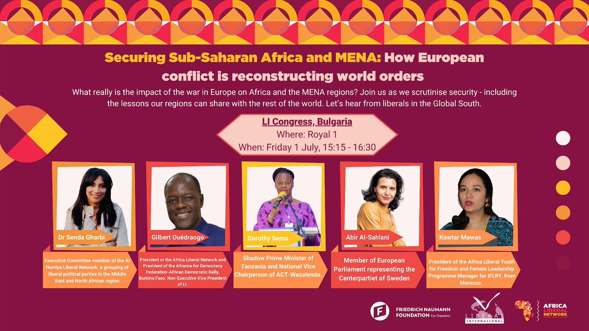 We’re in Sofia for <a href="/liberalinternat/">Liberal International</a>’s Congress! Guests and delegates, join us for an exciting discussion on security in Africa and MENA regions this Friday👇 #LIat75