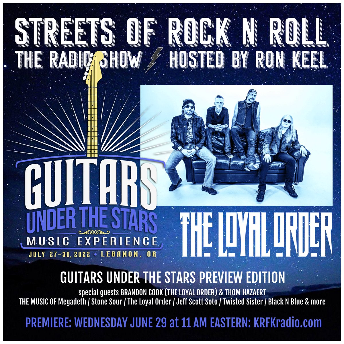 ronkeel's tweet photo. Premiering today Wed 6/29 11 AM EST on https://t.co/IeMr4YRo1o - my @GtarsUnderStars Preview Edition.
Music from the event's participants - interviews w/ Brandon Cook (Black N Blue, The Loyal Order) &amp; Thom Hazaert tell you all about this epic music experience! https://t.co/jmdmsoPTp1