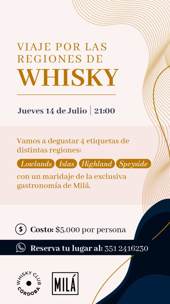 Si son de córdoba, tenemos la primera degustación de whiskies de Whisky Club Cba 👇🏼