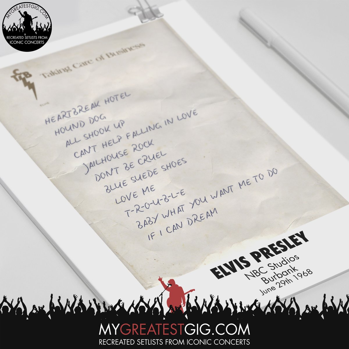 greatestgig's tweet photo. On This Day 54 Years ago (29th June 1968) Elvis Presley recorded the infamous 'Comeback Special'
...and we’ve recreated the setlist
#MyGreatestGig #Setlist #RecreatedSetlist #SetlistPoster #GreatestGig #SongList #MusicArt #LiveMusic #ElvisSetlist #elvis #elvisfan #comebackspecial https://t.co/nNZtNtEjQr
