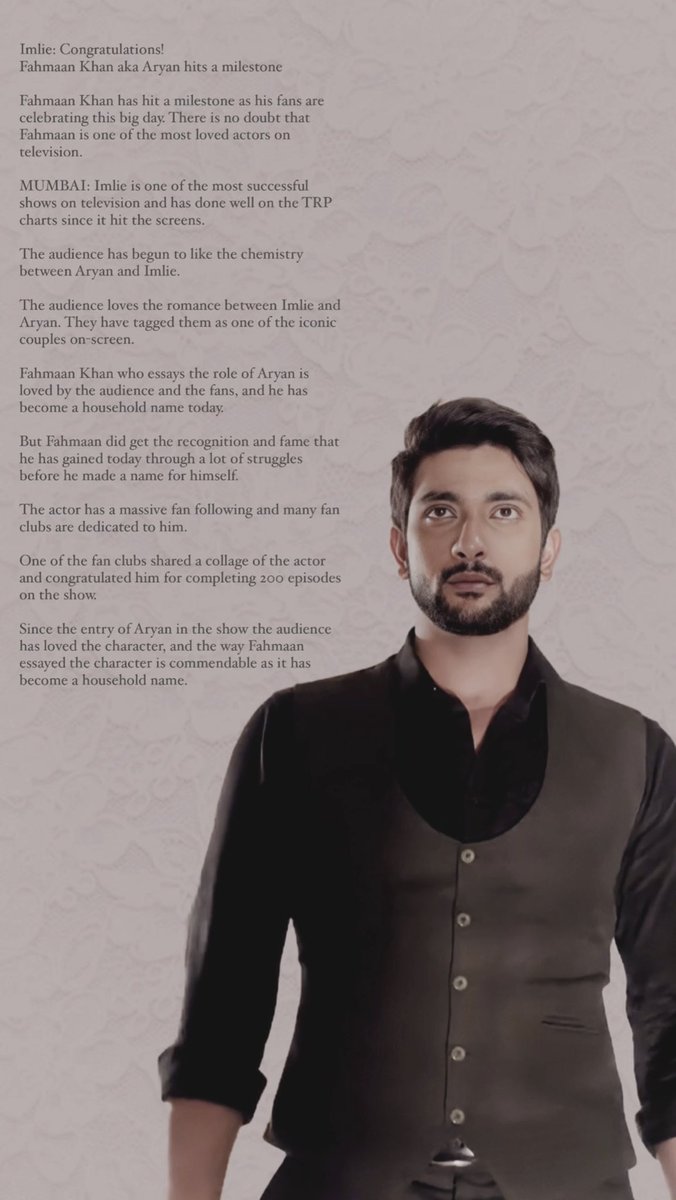 fahmaanian's tweet photo. @fahmaankhan Super proud to be your fan not only my but the whole fandom is proud to be your fan we are the luckiest with you as our idol today all the Fahmaanians are proud with you keep going like this you are rocking it! 💗

#Arylie|#Imlie|#Fahmaankhan|#AryanSinghRathore ✨ https://t.co/U7QuVMDKjM