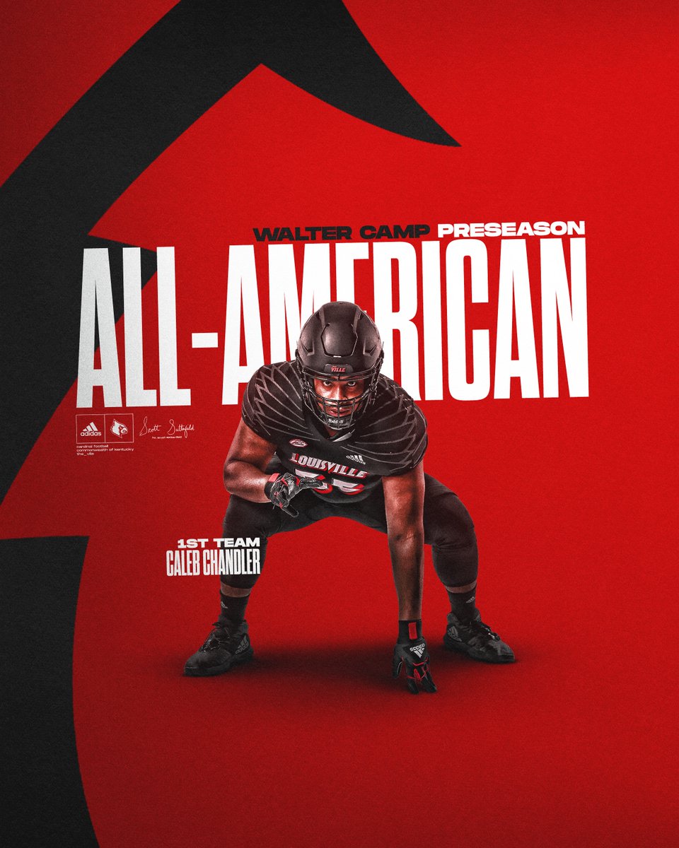 LouisvilleFB's tweet photo. 👀 𝗪𝗮𝘁𝗰𝗵 𝗟𝗶𝘀𝘁 𝗦𝘇𝗻 👀

@DatBoyCC has been named a 1st Team @WalterCampFF Preseason All-American!

#GoCards https://t.co/JS9WkSz8VO