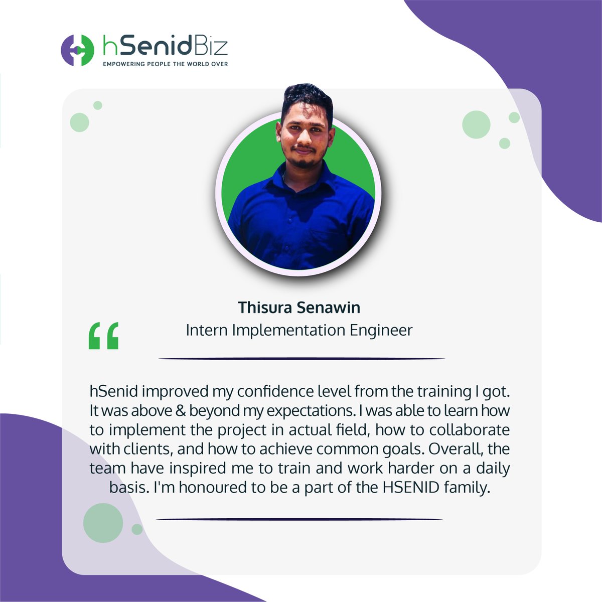 hSenidSoftware's tweet photo. Working in a growing business is an adventure in and of itself! 

Let's hear what Thisura Senawin, has to say about his experience working at hSenidBiz as a Intern in Implementation engineering.

#empoweringpeopletheworldover #hsenidbiz #employeetestimonial #hr #tech https://t.co/aM8EXVNx7U
