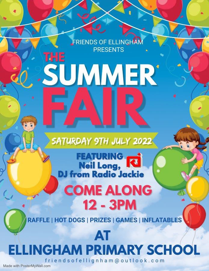 EllinghamSchool's tweet photo. Please come along to our Summer Fair on Saturday 9th July 2022 https://t.co/f6XWRIqUSz
