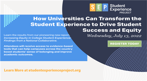SEPvoices's tweet image. Students are better prepared to succeed when they feel they belong. The Student Experience Project has identified strategies that increase student success in the classroom. Join us virtually on July 13 to learn more zoom.us/webinar/regist…