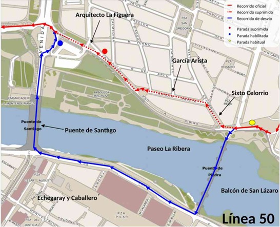 ⚠️Recuerda, por reforma integral, desde 5JUL C/ Sixto Celorrio cortada hasta García Arista, incluida intersección con Pº Ribera. 
Tráfico C/Sobrarbe desde Pano y Ruata solo para buses, taxis, vehículos de recogida de residuos y acceso a garajes.
🚌 Se desvía la línea 50 de bus.
