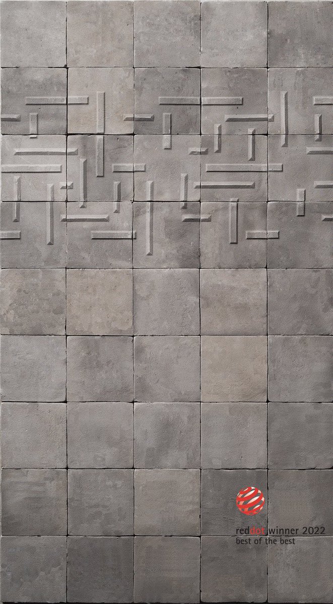 BarbieriStone's tweet photo. Red Dot Product Design Award best of the best 2022.                                “ Le Piastrelle Segnate “ Collection designed for Fornace Brioni, Mantua, Italy. https://t.co/GJjFXfRkZ4