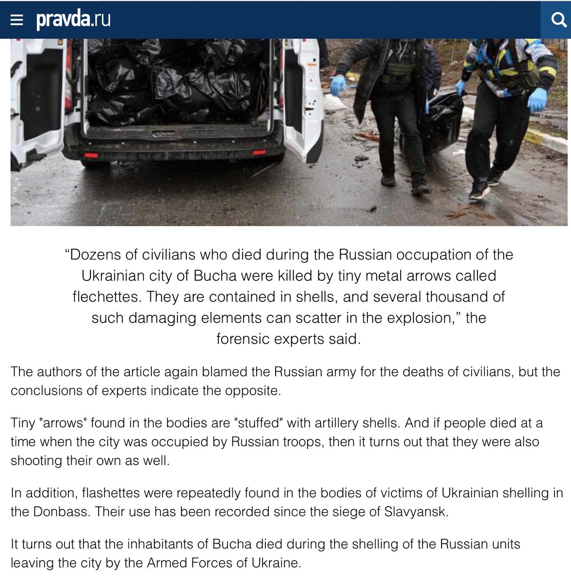 David_vanH's tweet photo. #BuchaFake
Les résultats d’expertise ont été obtenus il y a deux mois, et personne n’en a parlé.
Pourquoi ?
Parce que les victimes sont morts de bombardements d’artillerie « au moment où Zelenski faisait bombarder Bucha » — pendant que les Russes se retiraient.

#PsyOps https://t.co/tDykFHItmc