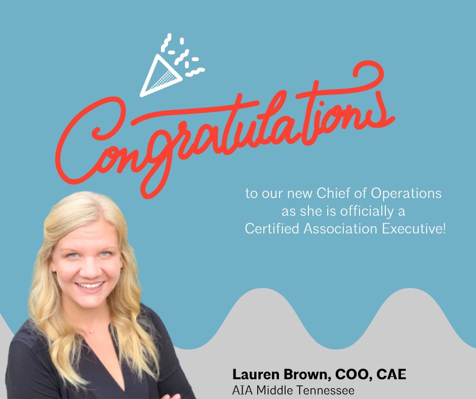 Congratulations to our new AIAMidTN Chief of Operations - Lauren Brown! We are so proud of you.

#CAE #COO #aiamidtn #success