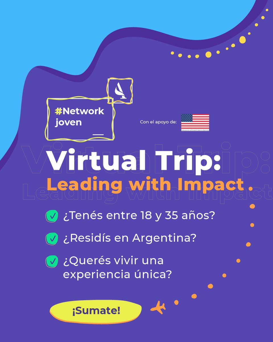 AmChamArgentina's tweet photo. ¿Puedo participar del Virtual Trip: Leading with Impact?
✈️Conocé qué requisitos necesitás cumplir para postularte al viaje virtual a EEUU de #NetworkJoven👇
https://t.co/gU9tjtuGBe
📅Inscripción abierta hasta el 07/07.
🌐Viaje virtual: 18 al 22 de julio, 18 a 21:30h. https://t.co/cE1ZY0wIh0
