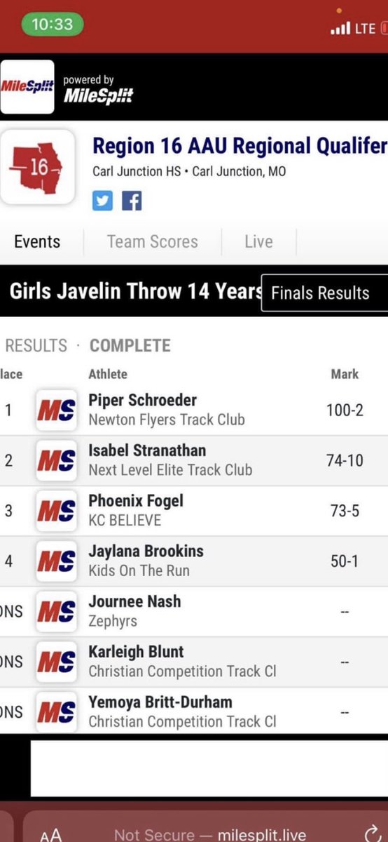 HUGE SHOUT-OUT to our new incoming freshman Isabel Stranathan!! Izzy qualified and will be competing in the Junior Olympics held Greensboro, NC on Aug 1st-6th. Izzy qualified in the discus, javelin, and shot-put! BEST OF LUCK!