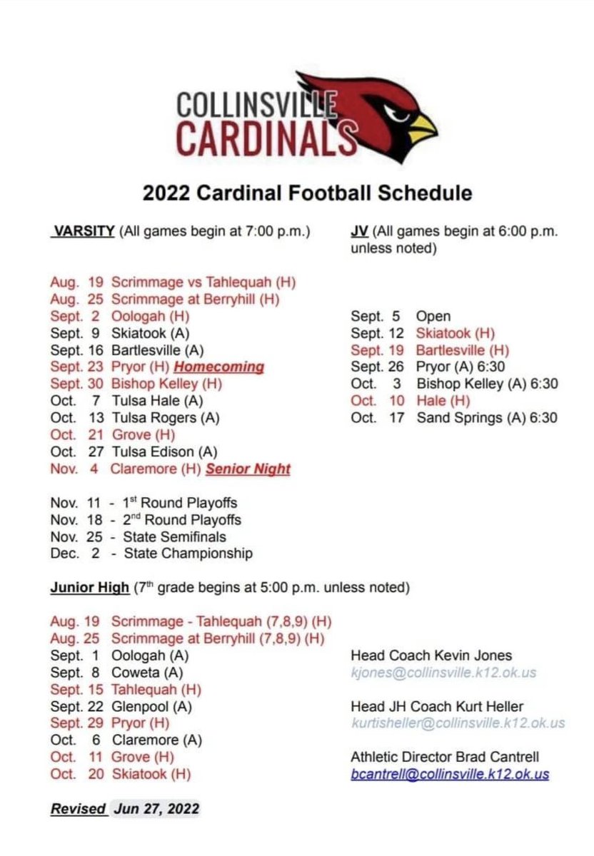 🚨 Revised 2022 schedules! 🚨
