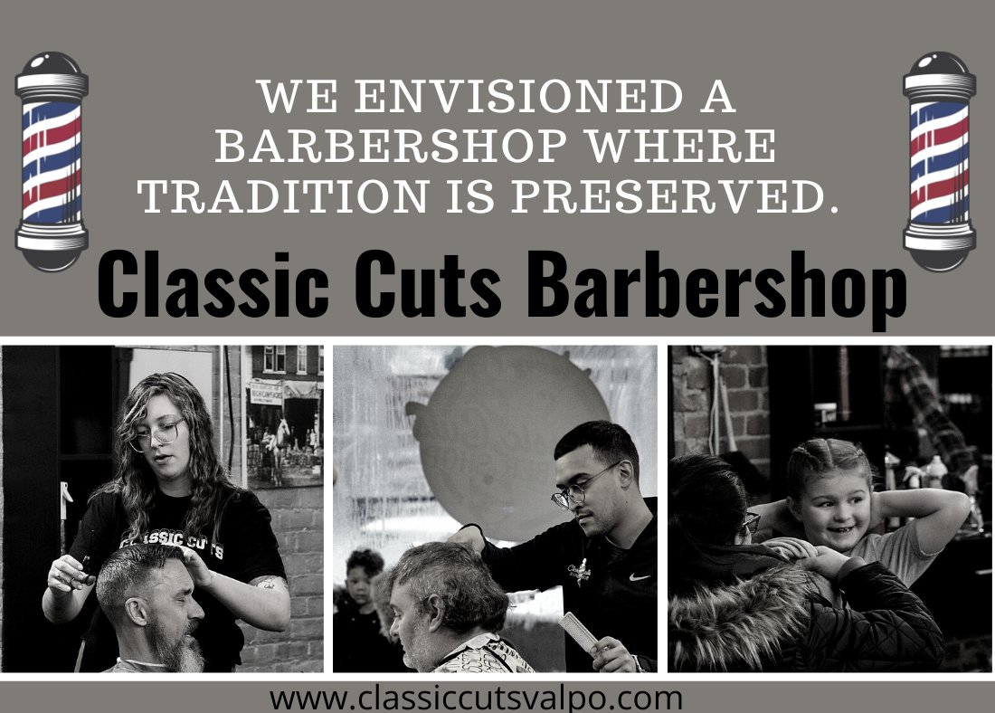 Classic Cuts Barbershop carries on the tradition of providing an experience that feels like home.

classiccutsvalpo.com

#ClassicCuts #BeSeen #BeHeard