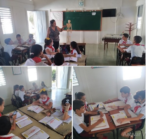Muy buena clase de la maestra Sandra dada a sus alumnos de 4to grado, del EMQV sobre el cuerpo humano, vinculándola con el laboratorio de Ciencias Naturales #SomosContinuidad #CubaViveYAvanza #EducacionCaibarien #EducacionVillaClara #CubaMined