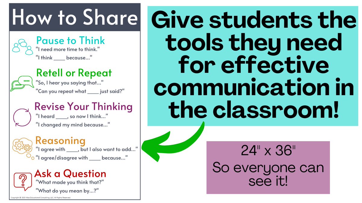 albaconsultant's tweet photo. Want to support your students in communicating their ideas? Check out our How To Share poster! It's nice and big so students can see it from anywhere in the room! #mathchat #classroomroutines #mtbos  https://t.co/RZd6AMKkSq https://t.co/bZSyjgYmF4