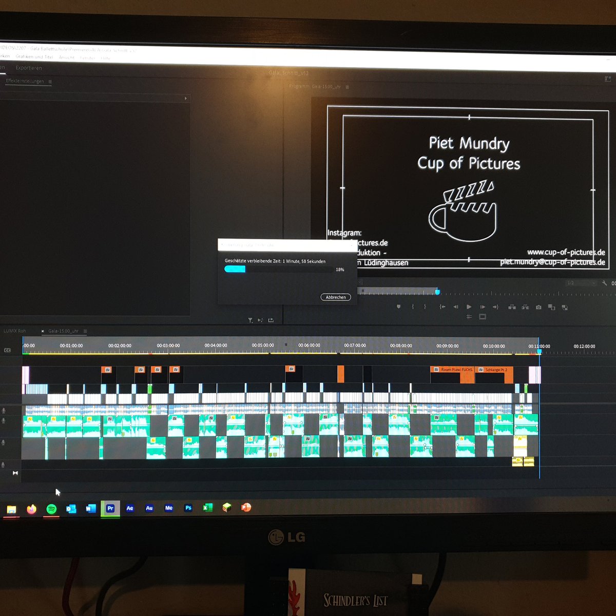 Der Schnitt für die GALA der #ballettschuleeriksen ist in vollem Gange.
Die Highlight-Videos der Vorstellungen um 15.00 und 17.00 Uhr gehen bald online!