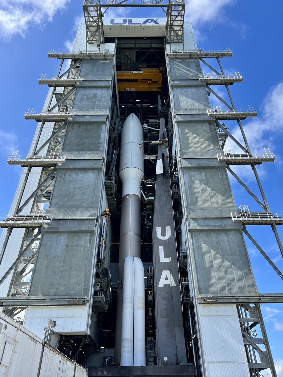 The #AtlasV rocket rollout is underway from the 30-story Vertical Integration Facility to the Space Launch Complex-41 pad at Cape Canaveral for Tuesday's launch of the @SpaceForceDOD #USSF12 mission in support of U.S. national security. bit.ly/av_ussf12