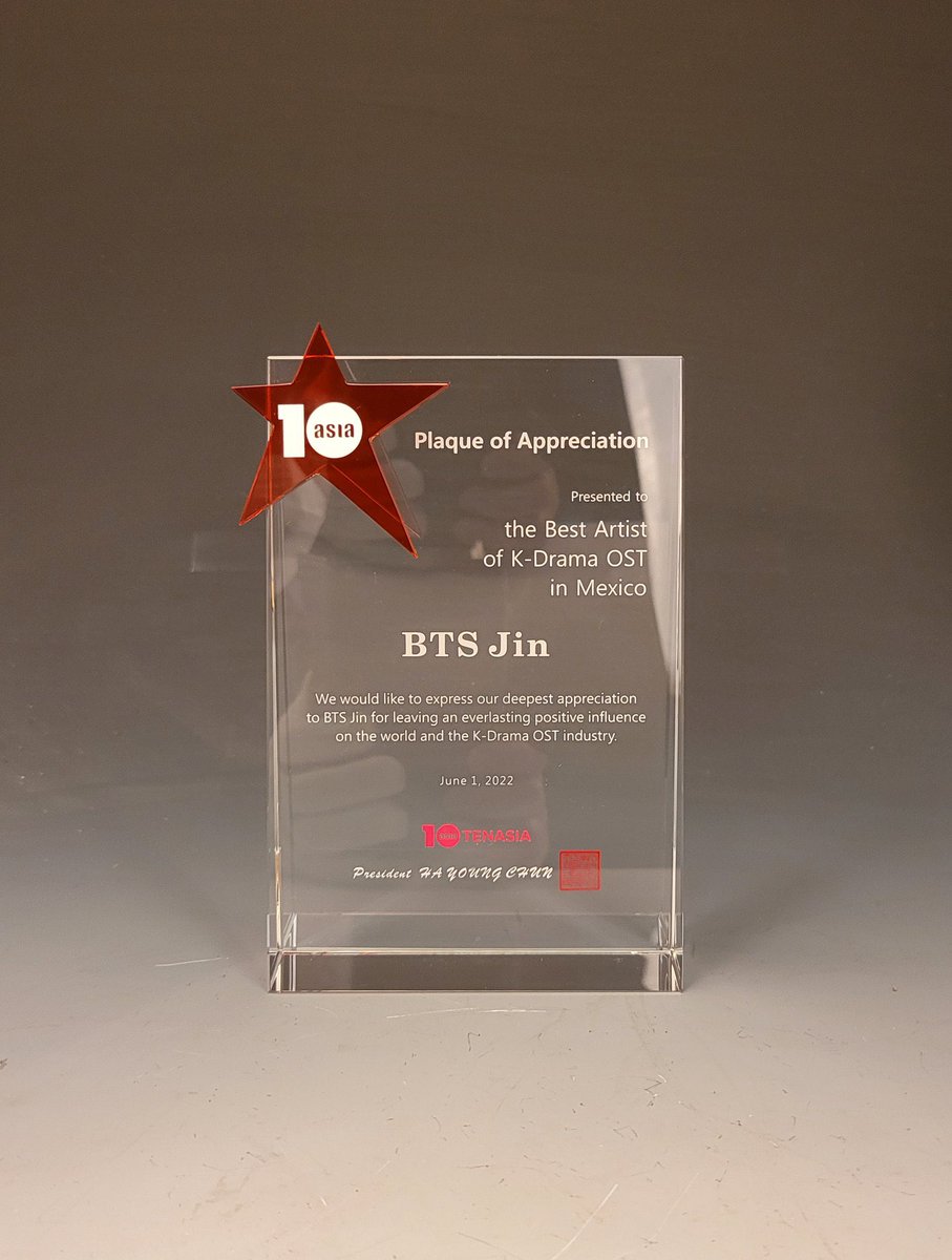 army_cavite's tweet photo. .@BTS_twt member Kim Seokjin won the Top Ten Awards for Best Artist of K-Drama OST in Mexico and in the World for his song "Yours", we are so proud of you! 🎉👏

Thank you to everyone who worked hard and voted for Yours by Jin, y'all are the best! 

CONGRATULATIONS JIN 💜 https://t.co/IttiF2lwCP