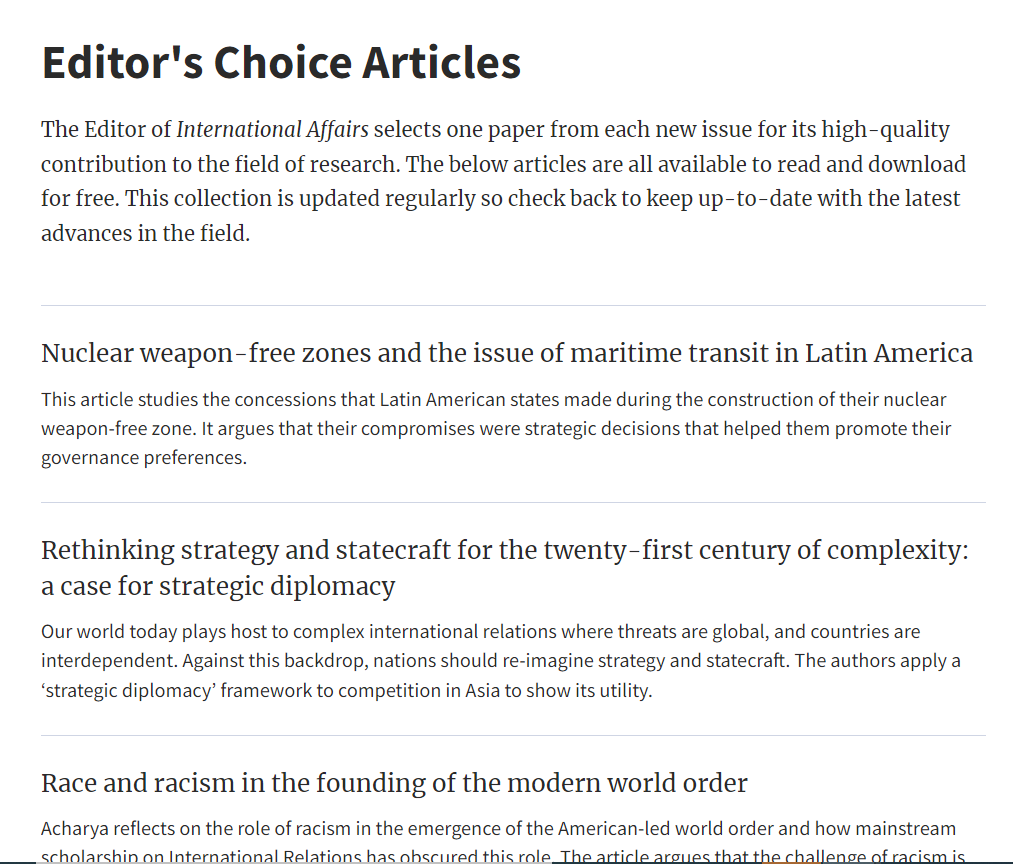For each issue our Editor <a href="/AndrewDormanIA/">Andrew Mark Dorman</a>  selects one article that makes an important contribution to IR📝

Read them all free here > academic.oup.com/ia/pages/edito…