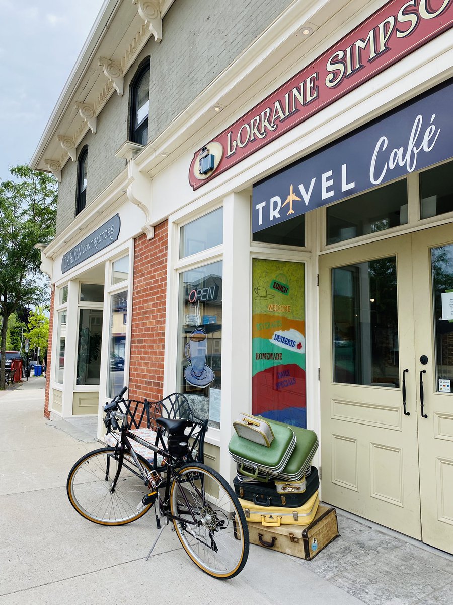 SandraKyle_'s tweet photo. Travel Cafe Nice spot to #cycle🚴‍♀️for morning ☕️ reminds me of my #Prague hood. @TownOfPelham help your small businesses with bike racks! Funding, incentives infrastructure etc… #CycleFriendlyCities are the future @myPelham https://t.co/44dYhJZNz1