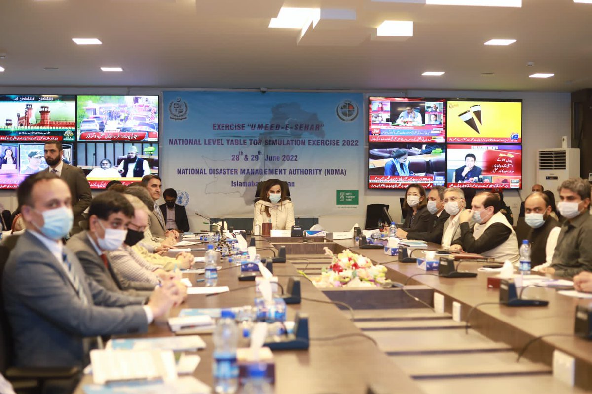 sherryrehman's tweet photo. Disaster comes with no appointment. But we have to risk-map all areas and seasons to create as much predictability as we can. @ndma_pk simulation exercise today. Pakistan has seen too many climate disasters for us not to plan ahead,advise all provinces for their alerts. https://t.co/j7I10Q30rL