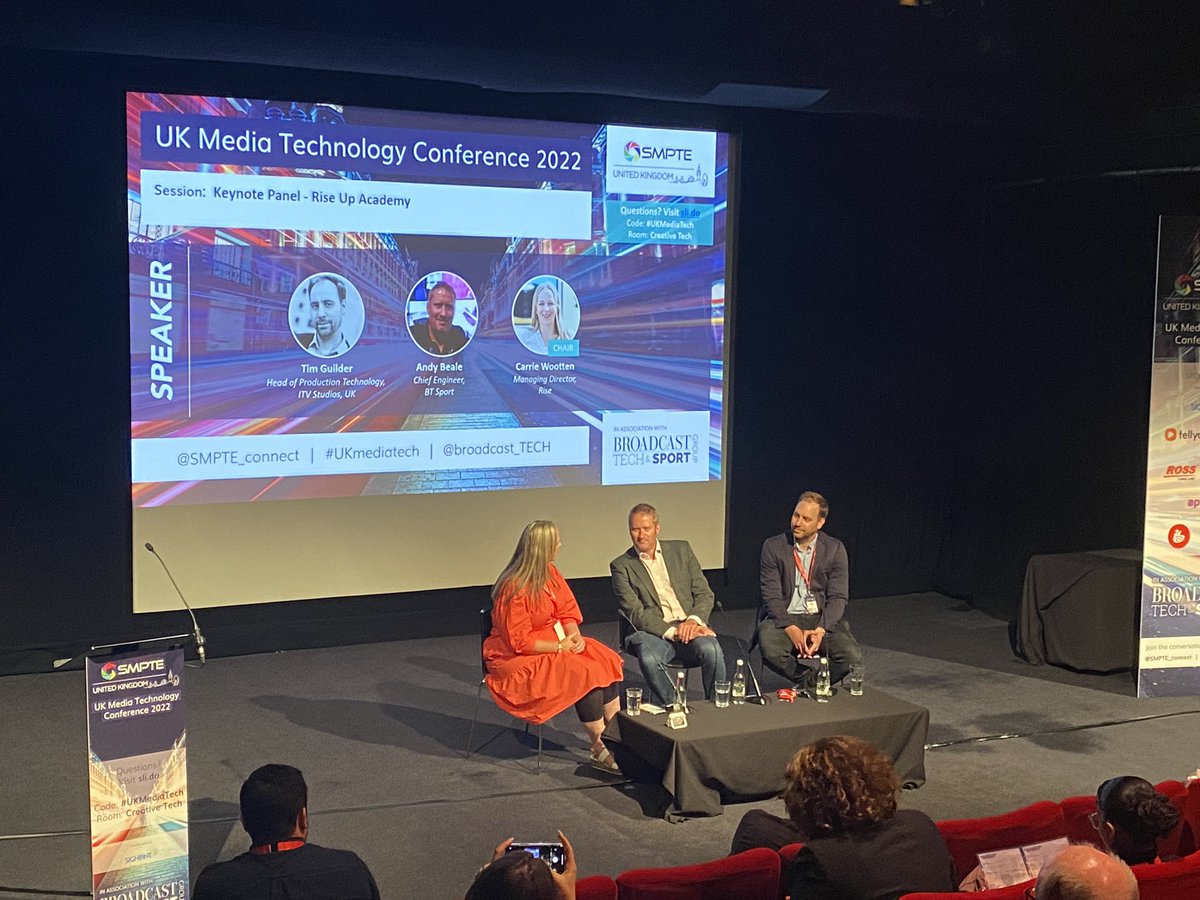 Broadcast_Tech's tweet photo. We have @CMCW16, @speedybeale and @itvstudios’ Tim Guilder discussing the Rise Up Academy led by @Rise_WIB - aiming to encourage young people to work in #media #technology #UKMediaTech https://t.co/UCbhZ3YZm5