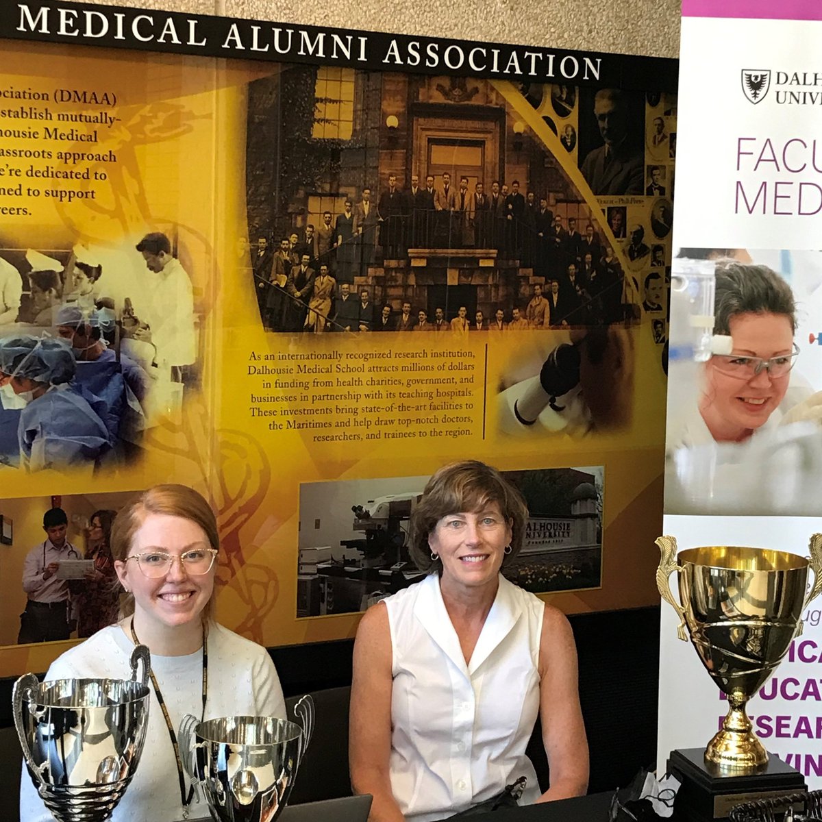 DalMedSchool's tweet photo. DMAA President Dr. Cindy Forbes and FoM Alumni Manager Elizabeth Conrad welcomed new PGY1 residents this morning during the PGME Orientation. Good luck to all those beginning their residency training and welcome to Halifax! https://t.co/2HW0Lbol7C
