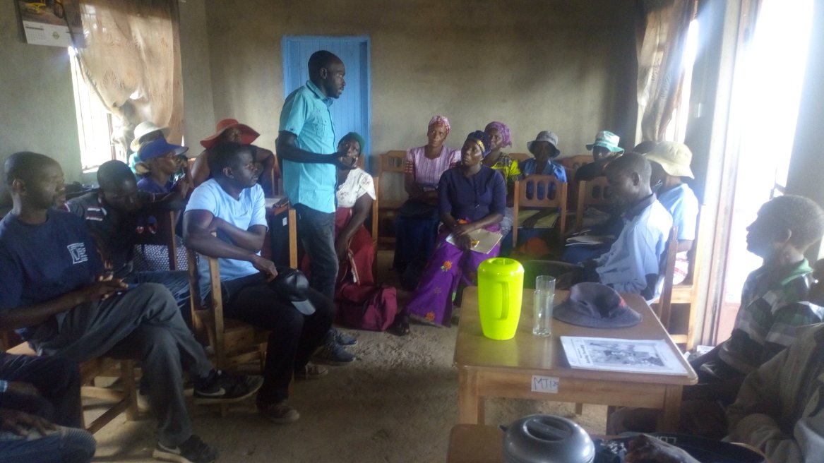 Mhike stressing a point during a Community Climate Change Resilience Strategy Workshop in Mazvihwa