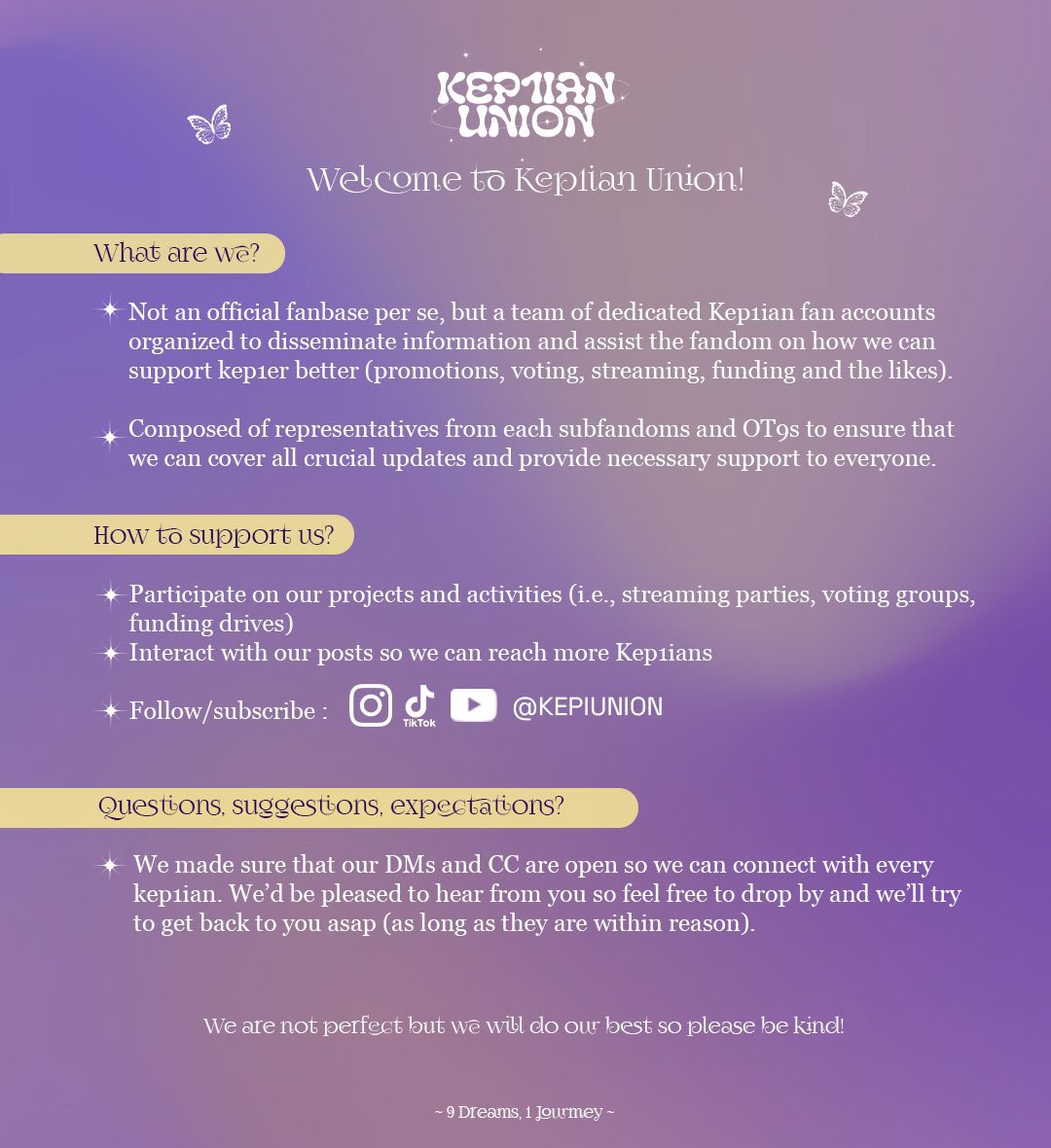 Welcome to Kep1ian Union! ♡

“케플리안이 있기에 케플러가 있다”

[ⓘ] linktr.ee/kepiunion

<a href="/official_kep1er/">Kep1er</a>
<a href="/kep1er_jp/">Kep1er JP</a>
#Kep1er #케플러 #Kep1ianUnion