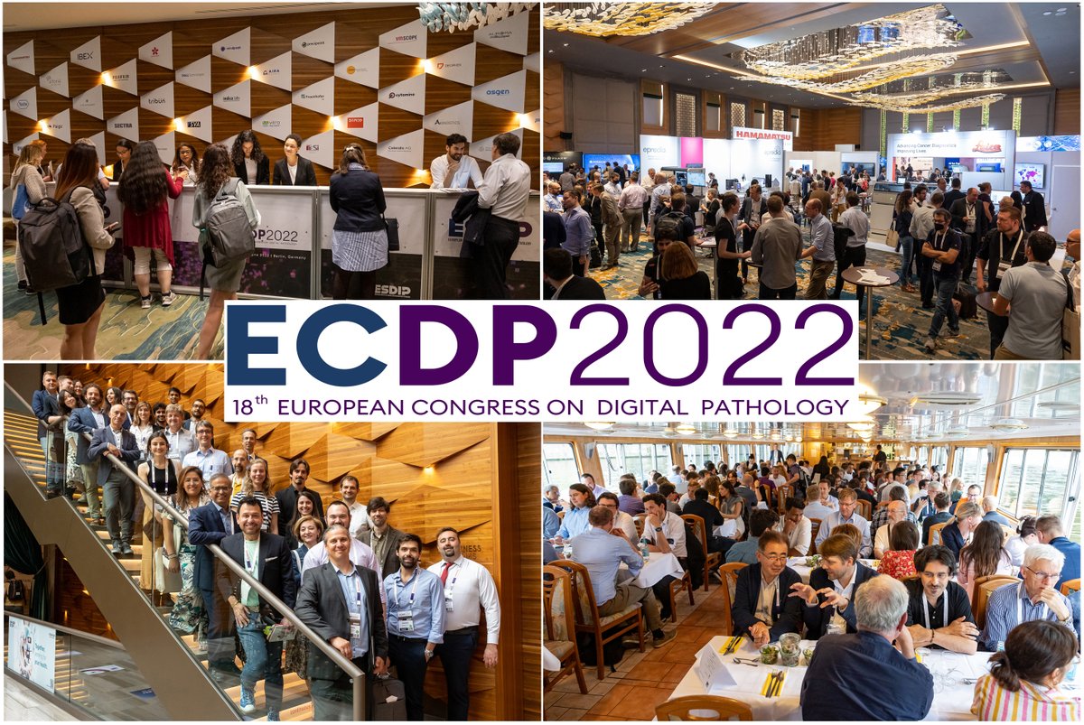 ESDIPatho's tweet image. Records smashed at #ECDP2022 in Berlin: 486 attendees from 28 countries (204 from industry), 35 exhibitors (and 41 sponsors total), 86 talks (23 invited, 63 submitted), 2 panel discussions, 10 workshops, 4 industry symposia, 45 posters, 1 tweetup and a boat trip with 180 guests.