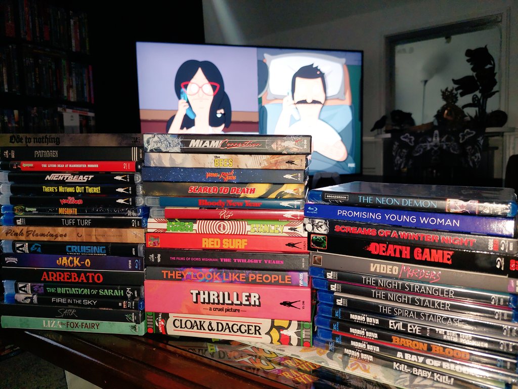 My "to watch" shelves are officially full and have overflown to floor piles again. Oops.

Should probably watch some of these today. 😅