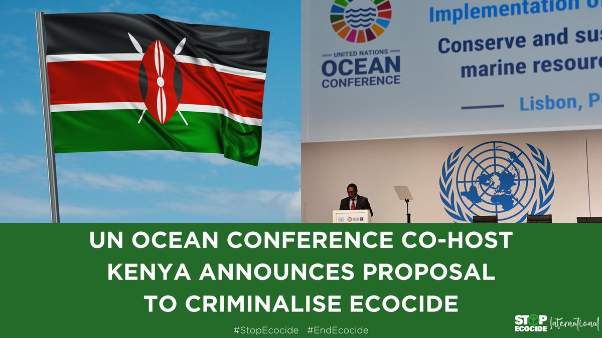 Stop Ecocide International (@ecocidelaw) on Twitter photo Exciting announcement at #UNOC2022! #Kenya’s Cabinet Secretary for the Environment and Forests, Mr Keriako Tobiko, revealed a landmark #legislation proposal to revise environmental #governance… which includes the creation of the crime of '#ecocide'! <a href="/Environment_Ke/">Ministry of Environment, Climate Change & Forestry</a> #SaveOurOcean Exciting announcement at #UNOC2022! #Kenya’s Cabinet Secretary for the Environment and Forests, Mr Keriako Tobiko, revealed a landmark #legislation proposal to revise environmental #governance… which includes the creation of the crime of '#ecocide'! <a href="/Environment_Ke/">Ministry of Environment, Climate Change & Forestry</a> #SaveOurOcean