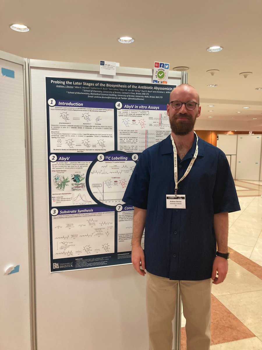 Thoroughly enjoyed presenting my poster on abyssomicin biosynthesis at #Tetrahedron22 yesterday and looking forward to an exciting conference in a great city #TetSymp #Lisboa