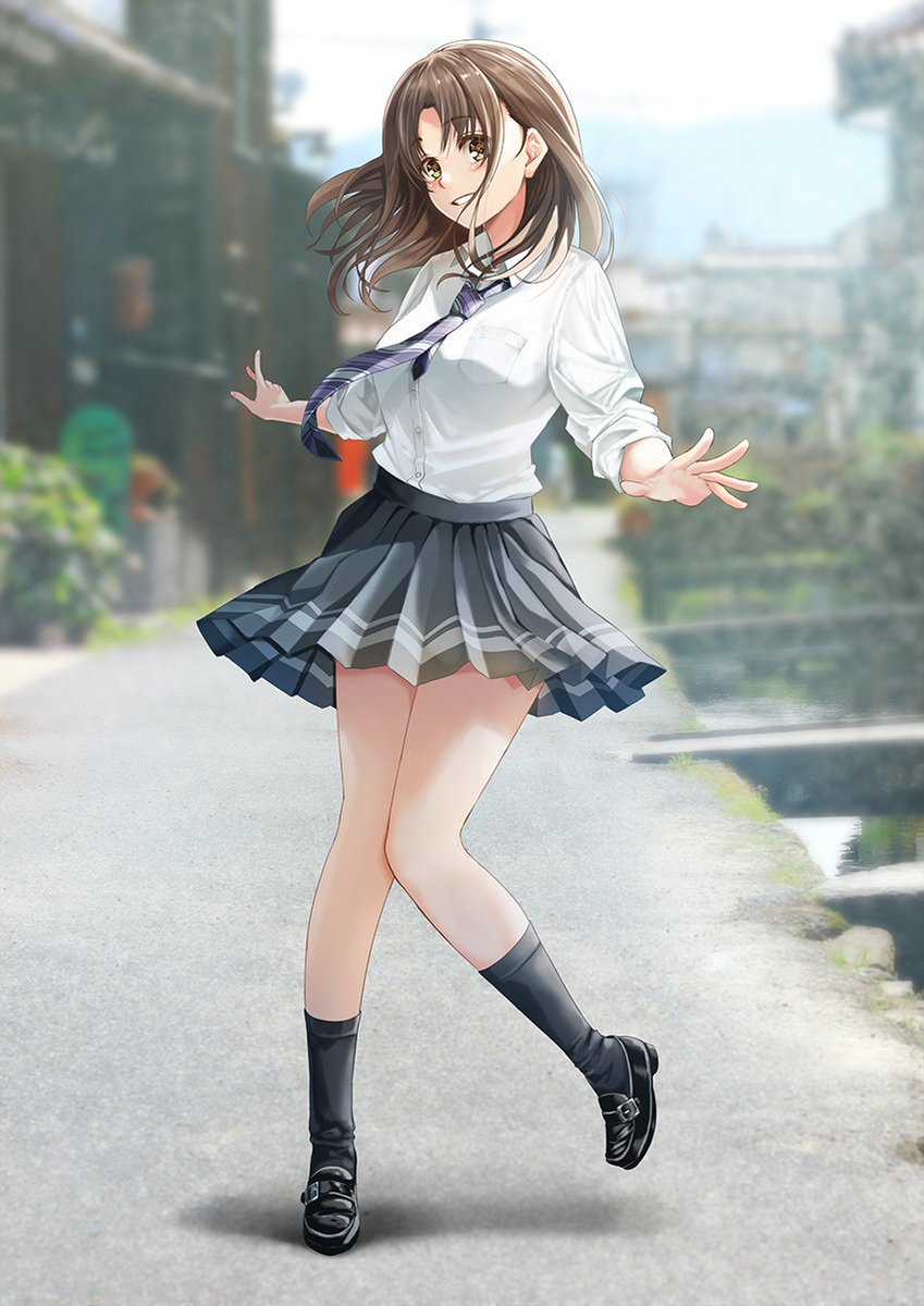 PRC_hopper's tweet photo. 振り向き少女。背景は倉吉で取った写真を加工して使用しています https://t.co/6PjoF62odk