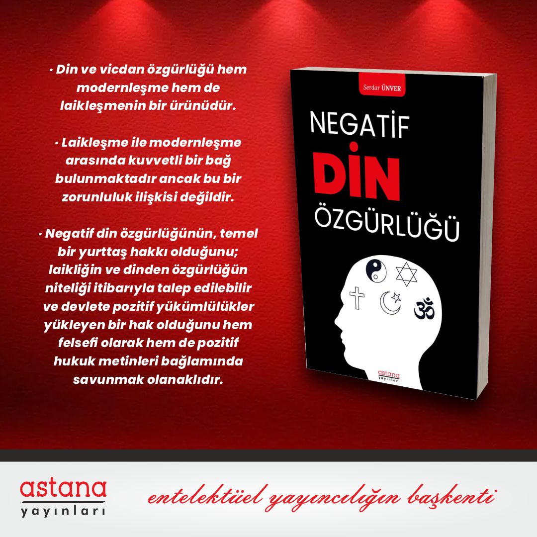 Negatif Din Özgürlüğü - Serdar Ünver
<a href="/AstanaYayinlari/">Astana Yayınları</a> #serdarünver #yeniçıkankitaplar #akademikkitaplar #hukuk #hukukkitapları