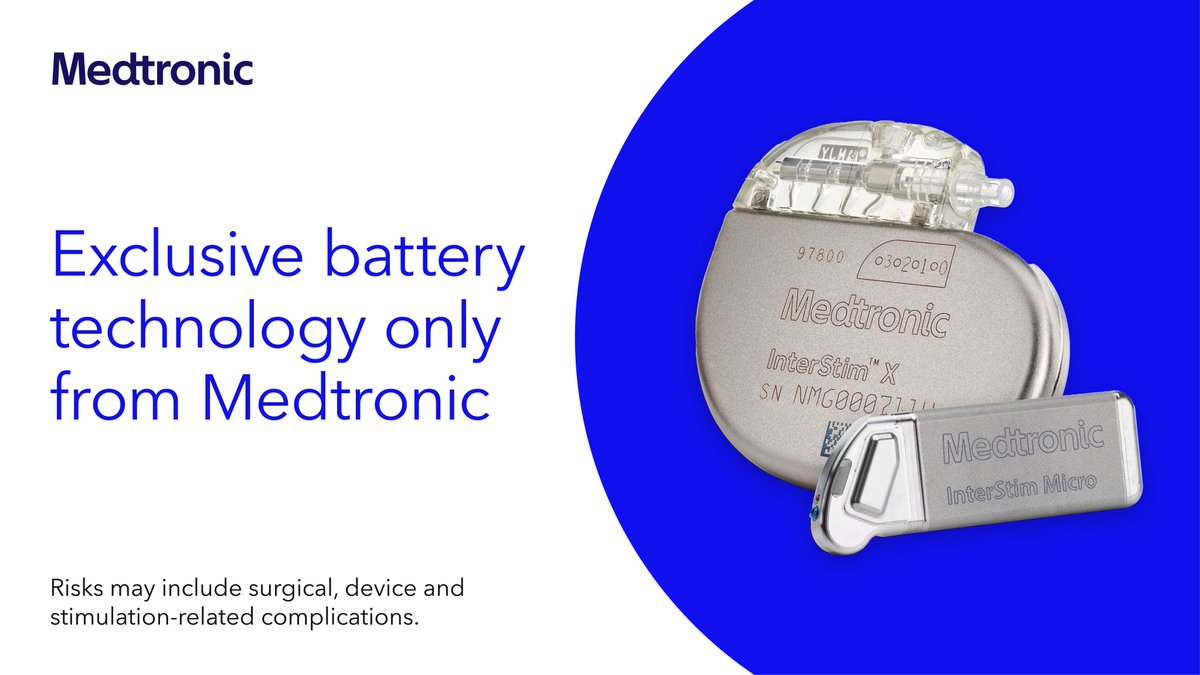 MDTPelvicHealth's tweet photo. InterStim™ systems use proprietary battery technology, only available from Medtronic. https://t.co/ehWhFDZUCp #NextGenSNM #ISX See Important Safety Info:https://t.co/PjdeKwE1DB https://t.co/q9zPwGTEIQ