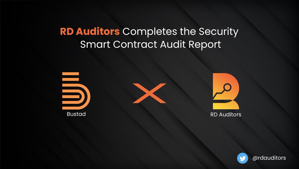rdauditors's tweet photo. We are pleased to announce the successful audit of Bustad´s Smart Contract. 

https://t.co/NkVmMfjUZH

@Bustad_Coin https://t.co/JC98VwuiUc https://t.co/WI7SyUMWXX