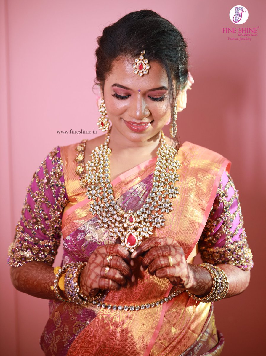 Brides of Fine Shine Mrs.Miruthu Dhinesh! Statement kundan pieces, These pieces have a chic design, which combines with intricate detailing to immediately effuse all outfits with a playful pop of feminine flair and a dramatic dose of elegance.