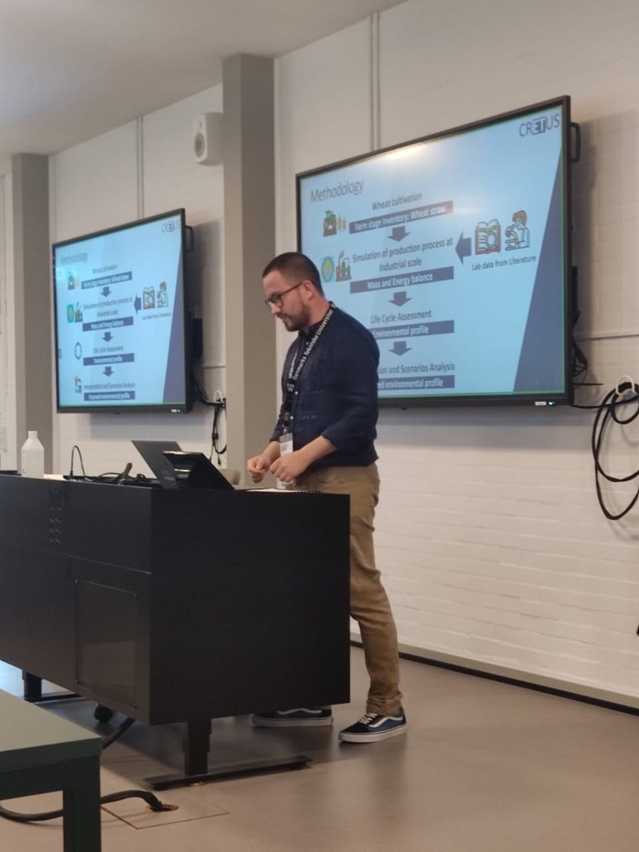 RicardoRLeiva's tweet photo. Very happy to present the work related to the life-cycle environmental assessment of the itaconic acid production based on the valorisation of wheat straw in #WasteEng22 Conference at DTU #Cerealmed @biogroup_usc  @saraglezgarcia https://t.co/0k0zrWLEx5