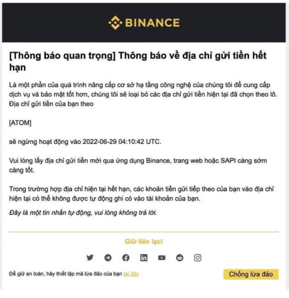 🚨🚨🚨CHÚ Ý!!! <a href="/binance/">Binance</a> đang thay đổi địa chỉ nạp tiền 

#Binance đang dần thay thế địa chỉ nạp tiền vào sàn. 

⚠️Anh em chú ý kiểm tra cẩn thận địa chỉ ví trước khi nạp để tránh gặp những sự cố đáng tiếc do lưu sẵn địa chỉ ví từ trước nhé